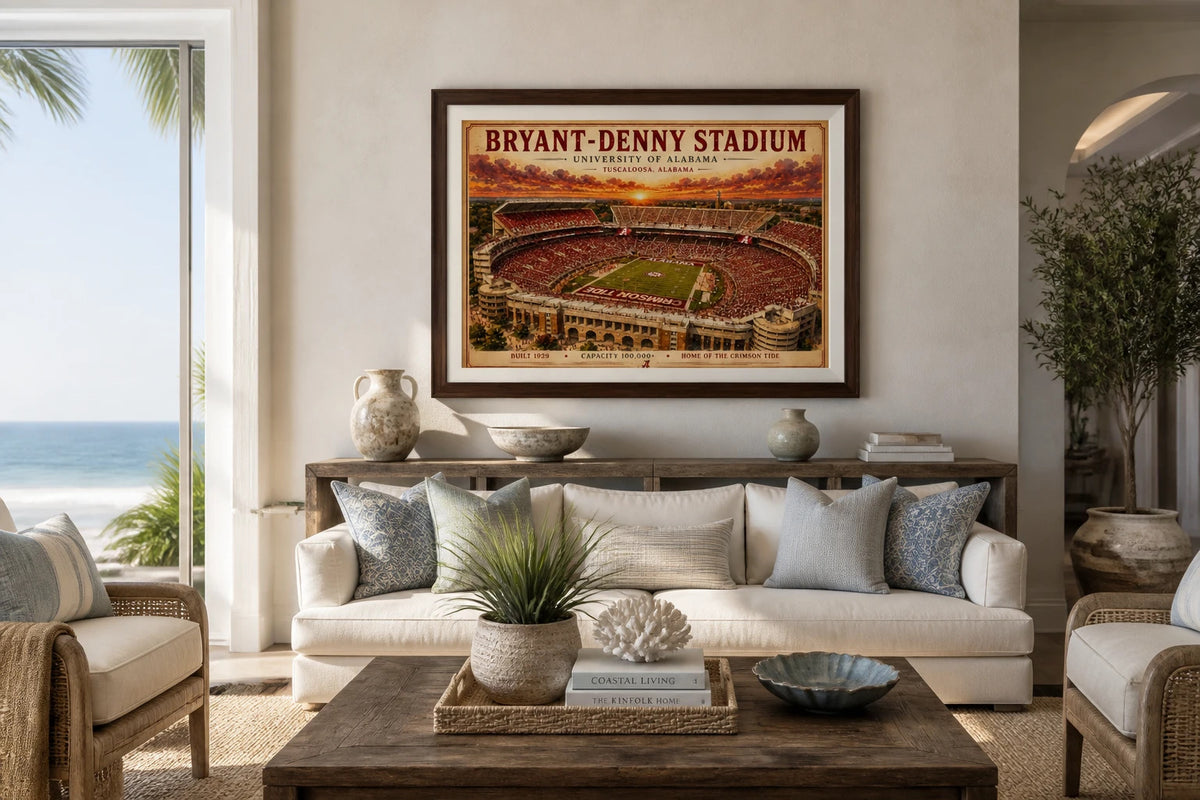 Bryant - Denny Football Stadium Art Print / Alabama Football Wall Decor