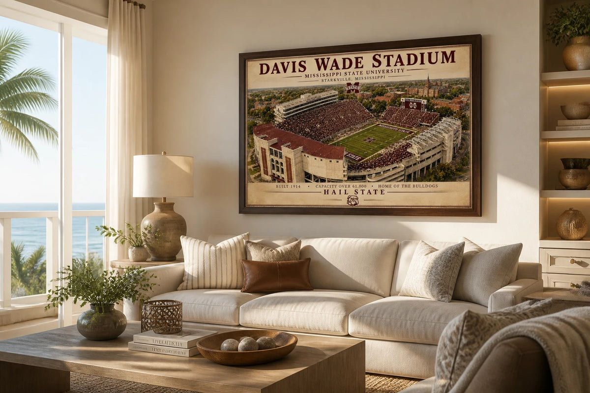 Davis Wade Football Stadium Art Print/ Starkville Mississippi Football Wall Decor