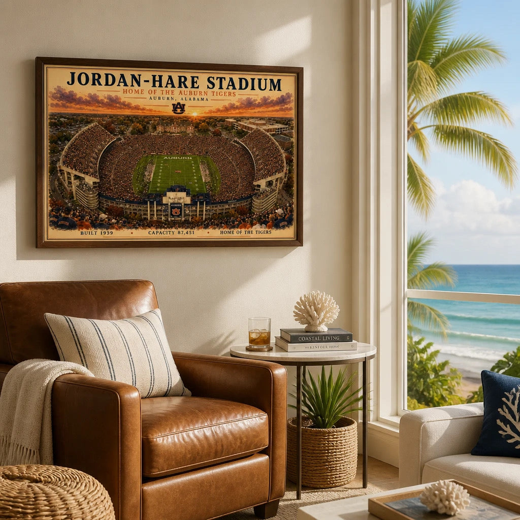 Jordan Hare Football Stadium Art Print/ Auburn Alabama Football Wall Decor