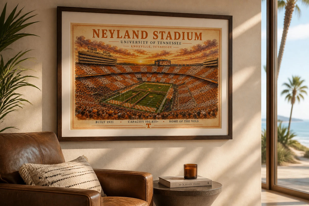 Knoxville Football Stadium Art Print / Tennessee Game Day Wall Decor